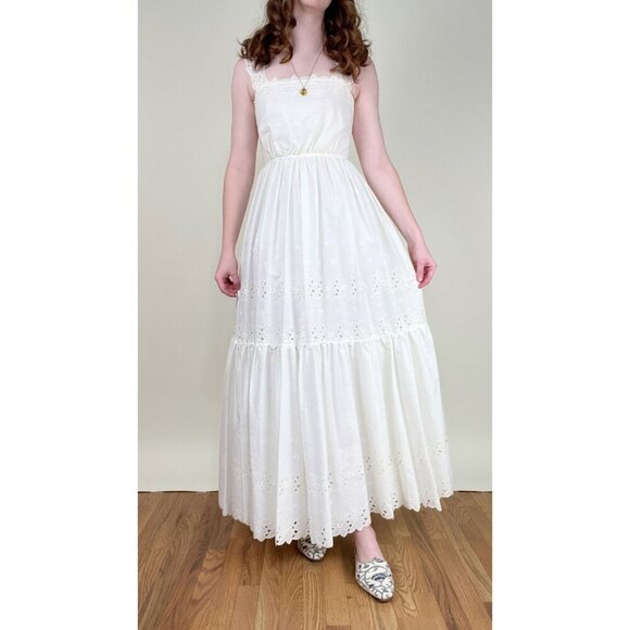Vintage Union Made Wedding Dress Maxi Cottagecore Regency Boho Coastal 70s 1970s - Picture 6 of 12
